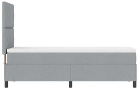 Cama Box com Colchão e Luz LED, Cinza Claro, 80 x 200 cm, Tecido