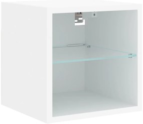 7pcs móveis de parede p/ TV c/ LEDs derivados de madeira branco