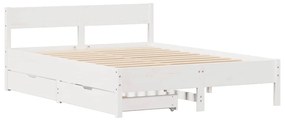 Cama sem colchão 150x200 cm madeira de pinho maciça branco