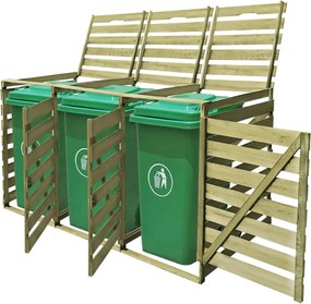 vidaXL Abrigo triplo para caixote do lixo 240 L madeira impregnada
