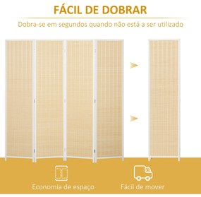 HOMCOM Biombo de 4 Painéis Dobrável 180x180 cm Separador de Ambientes