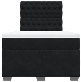 Cama boxspring com colchão 120x190 cm veludo preto