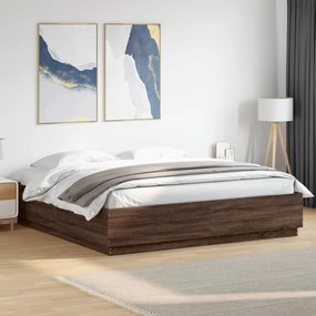 Estrutura de cama 200x200cm derivados madeira carvalho castanho