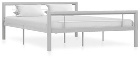 Estrutura de cama 140x200 cm metal cinzento e branco