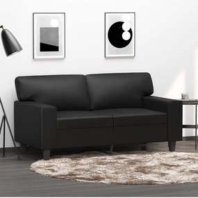 349005 vidaXL Sofá de 2 lugares 120 cm couro artificial preto