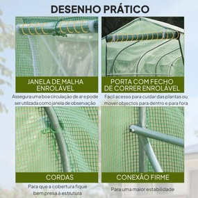 Estufa tipo Túnel 3x2x2 m Estufa de Exterior com 6 Janelas de Malha e
