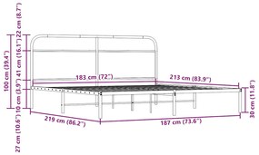 Estrutura de cama sem colchão 183x213cm metal carvalho sonoma