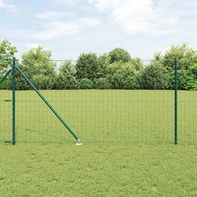vidaXL Cerca Euro com 7 Postes de Ponta 1x10 m Aço Galvanizado Verde