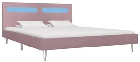 Estrutura de Cama Vars com Luzes LED - 180x200 cm - Tecido - Rosa - De