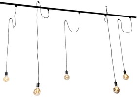 Sistema de iluminação de trilho moderno com 5 luzes pendentes preto 1-Fase - Iconic Cavalux