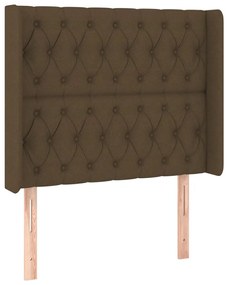 Cama box spring c/ colchão/LED 90x190 cm tecido castanho-escuro