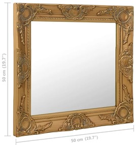 Espelho de parede estilo barroco 50x50 cm dourado