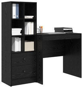 Mesa vidaXL com armazenamento Carvalho Preto Madeira engenheirada, Mes