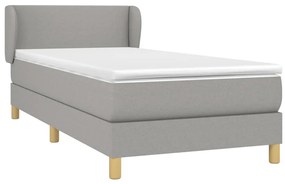 Cama com molas/colchão 100x200 cm tecido cinzento-claro