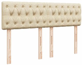 Cama Otomana com Colchão &amp; LEDs Creme 140x200 cm Tecido