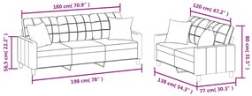 2 pcs conjunto de sofás com almofadas couro artificial cinzento