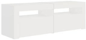Móvel de TV com luzes LED 120x35x40 cm branco