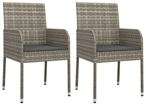 9 pcs conjunto de jantar p/ jardim c/ almofadões vime PE cinza