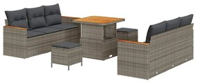 Conjunto de Sofá para Jardim vidaXL 9 Peças com Almofadas Cinzas Ratta