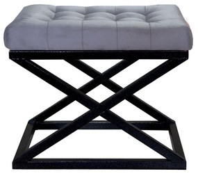 Pouffe Capraz – Preto e Cinza – 50x42x40 cm