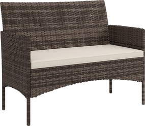 Outsunny Sofá de Exterior em Rattan de 2 Lugares Sofá de Jardim com Almofada Lavável Estrutura de Aço para Varanda Caqui | Aosom Portugal