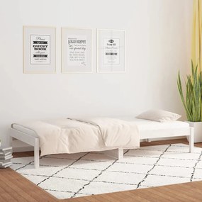 Sofá-cama de solteiro 90x190 cm madeira de pinho maciça branco