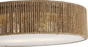 Plafon de teto Japandi natural com abajur 38cm 2-luzes - Luz