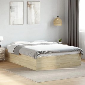 Estrutura de cama 120x190 cm derivados madeira carvalho sonoma