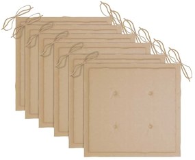 Cadeiras de jardim dobráveis c/ almofadões 6 pcs teca maciça