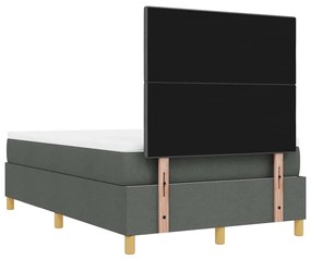 Cama Box Spring com Colchão e Banco Cinza Escuro 120x190 cm Tecido