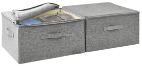 Caixas de arrumação 2 pcs 43x34x23 cm tecido cinzento