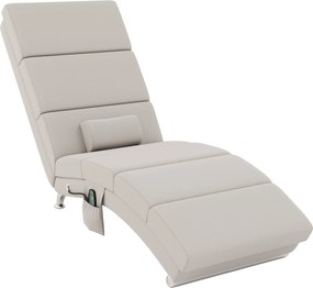 HOMCOM Poltrona Relaxante com Massagem e Aquecimento Meridienne com Controle Remoto e Almofada Tecido de Linho Creme | Aosom Portugal