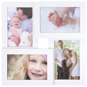 Molduras para colagem SONGMICS para 4 fotos, 4" x 6" (10 x 15 cm), frente de vidro, suporte para galeria de fotos na parede, branco RPF25WT