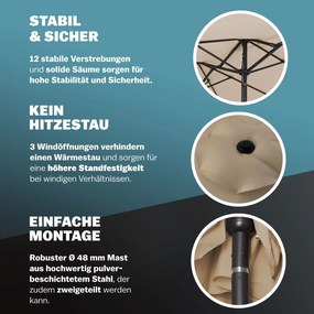 Guarda-sol duplo 460x270 cm Proteção UV 80+ com Capa proteção taupe