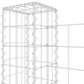 Cesto gabião em forma de U c/ 4 postes 380x20x100 cm ferro