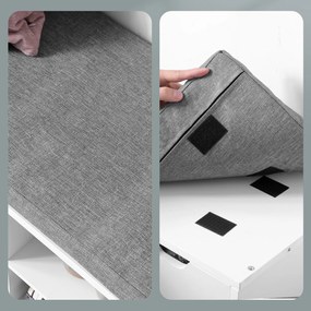 Banco para sapatos com compartimentos abertos 104 x 30 x 48 cm branco e cinzento