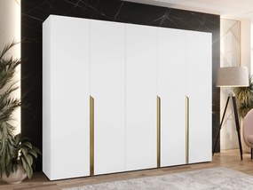 Roupeiro Hartford 582, Dourado, Branco, 202x250x52cm, 173 kg, Portas de roupeiro: Com dobradiças