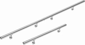 Conjunto de 4 corrimãos em aço inoxidável, Dimensões totais (C x Ø): 300 x 4,2 cm Prateado