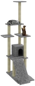 Árvore p/ gatos c/ postes arranhadores sisal 155 cm cinza-claro