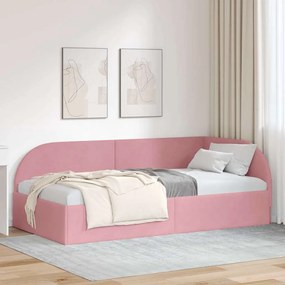 vidaXL Estrutura de Cama de Canto Rosa 90 cm x 190 cm Veludo