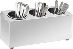 vidaXL Porta-talheres 3 escorredores retangular aço inoxidável
