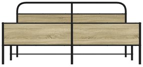 Estrutura de cama sem colchão 180x200cm metal carvalho sonoma