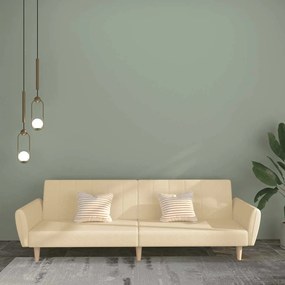 vidaXL Sofá-cama de 2 lugares tecido cor creme