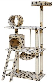 vidaXL Arranhador para gatos Animal Print Bege com impressão de pata