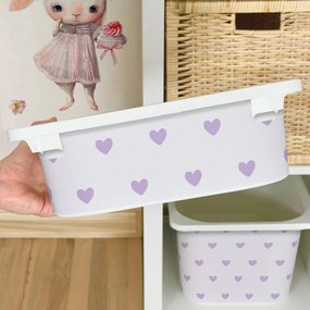 Autocolante para caixa IKEA TROFAST - Corações roxos