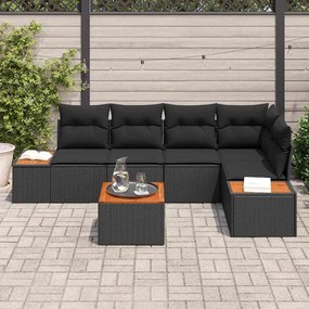 Conjunto de Sofá de Jardim de 6 Peças com Almofadas em Rattan Sintétic