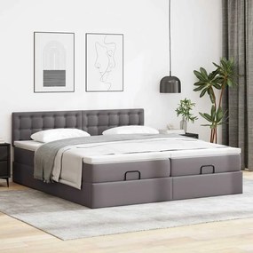 Cama otomana com colchões &amp; LEDs 180x200 cm couro artificial