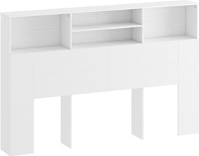 HOMCOM Cabeceira independente com arrumação, acessório de cama 4 compartimentos abertos, 160 x 20,2 x 108,2 cm, branco | Aosom Portugal