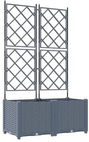 Vaso de Jardim com Treliça 2 pcs Cinzento-claro 80x40x143 cm