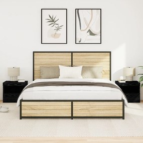 Criados-mudos vidaXL com luzes LED 2 pcs Carvalho Preto 50x40x45 cm